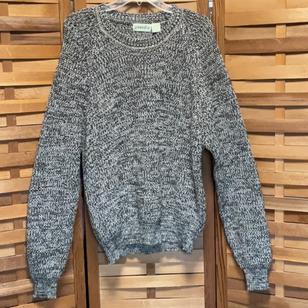 St. John's Bay Black Brown Tan Crewneck Sweater Men XL 46-48 Acrylic